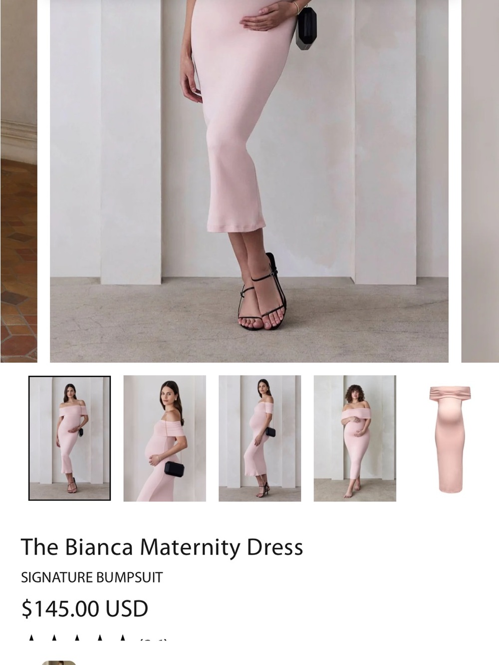 Signature Bumpsuit Bianca Maternity Midi Dress in Blush Pink